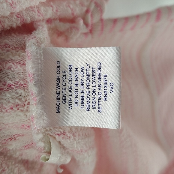 Vineyard Vines Hoodie Pink White Stripe Size Small Sleeve Wording Whale Back - Picture 2 of 4